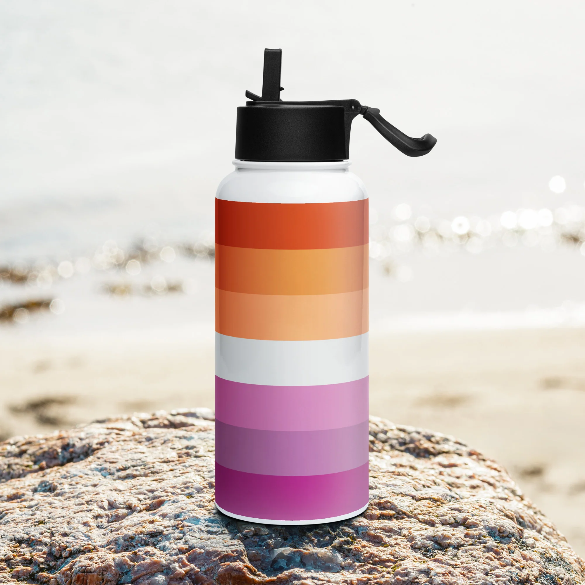 Lesbian Pride Flag Stainless Steel Water Bottle - Image 2