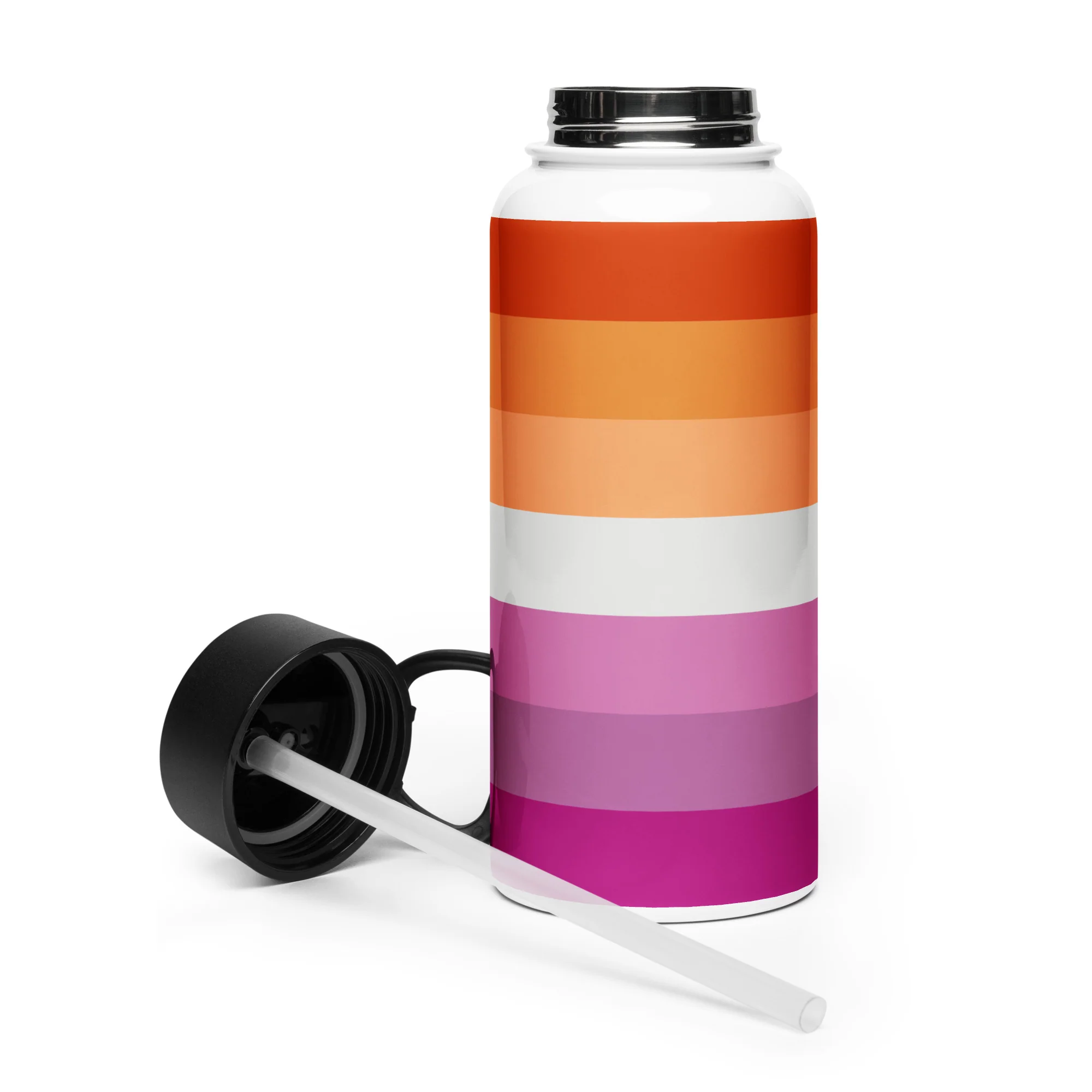 Lesbian Pride Flag Stainless Steel Water Bottle - Image 3