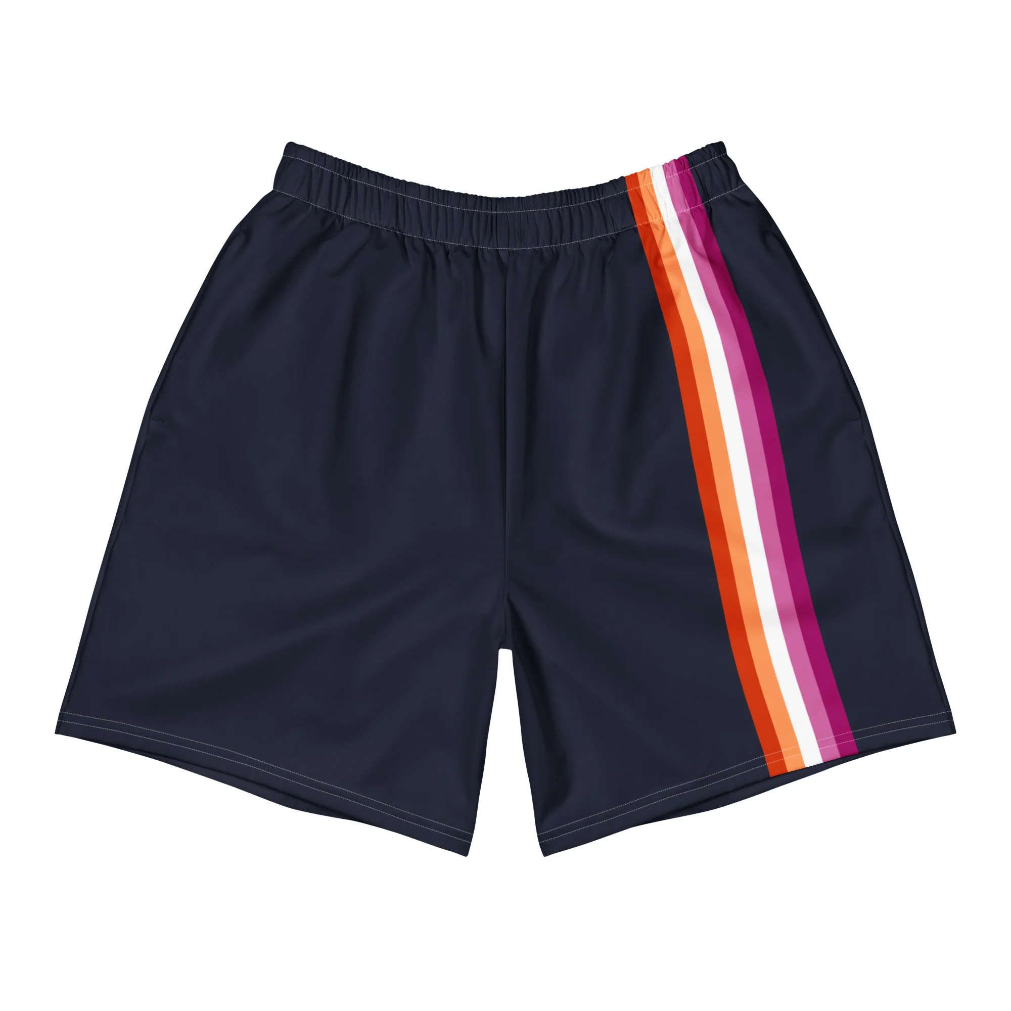 Lesbian Pride Flag Stripe Blue Athletic Long Shorts - Image 6