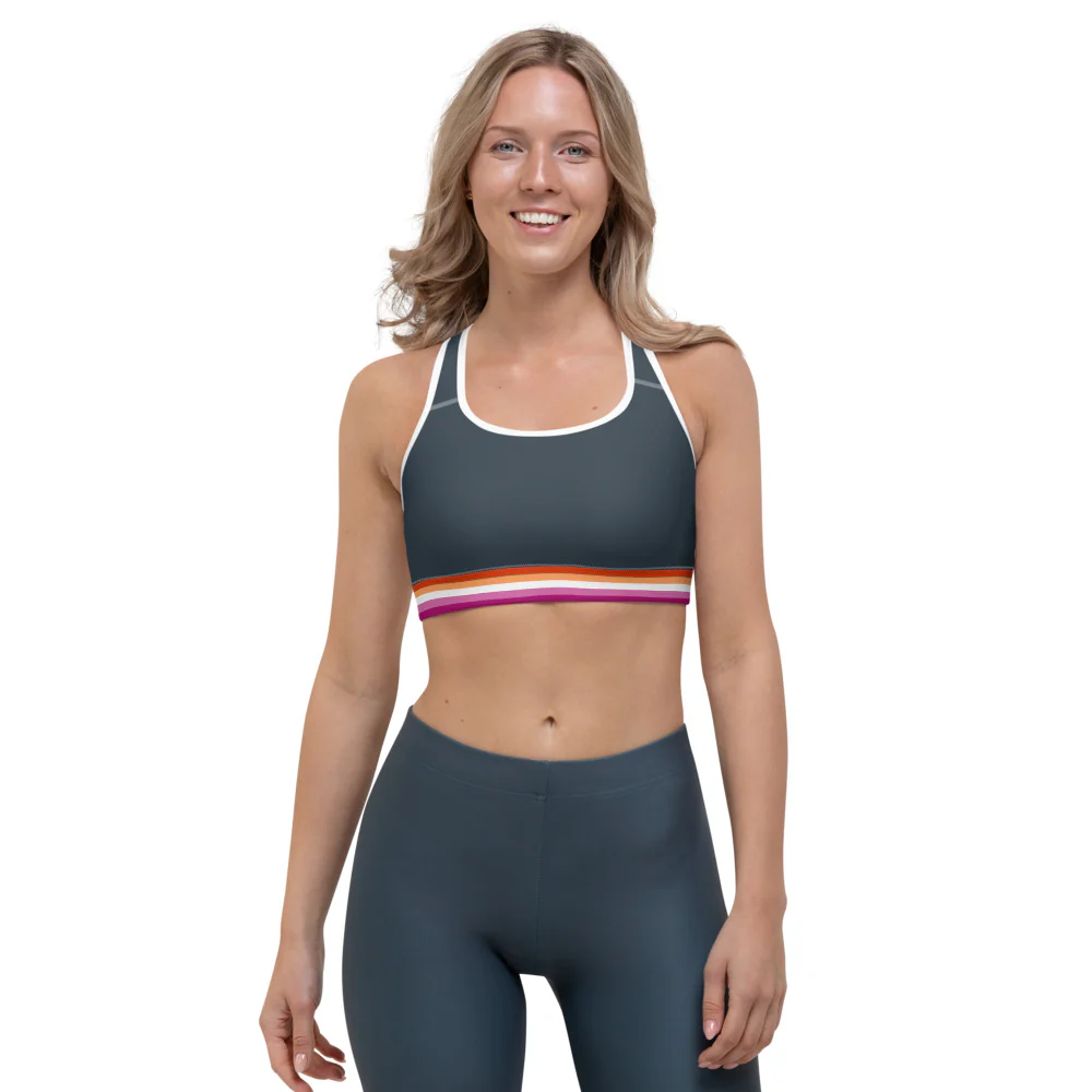 Lesbian Pride Flag Trim Sports Bra - Image 5