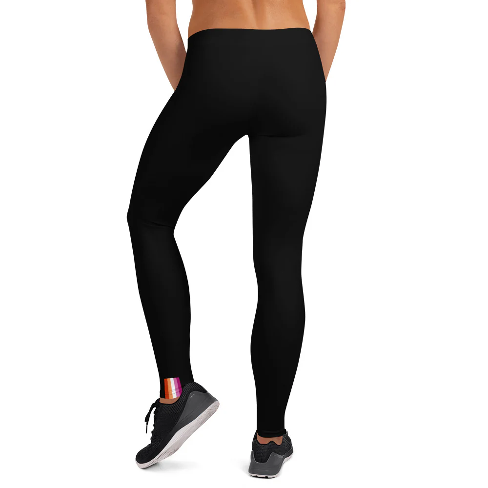 Lesbian Pride Flash Black Leggings - Image 3