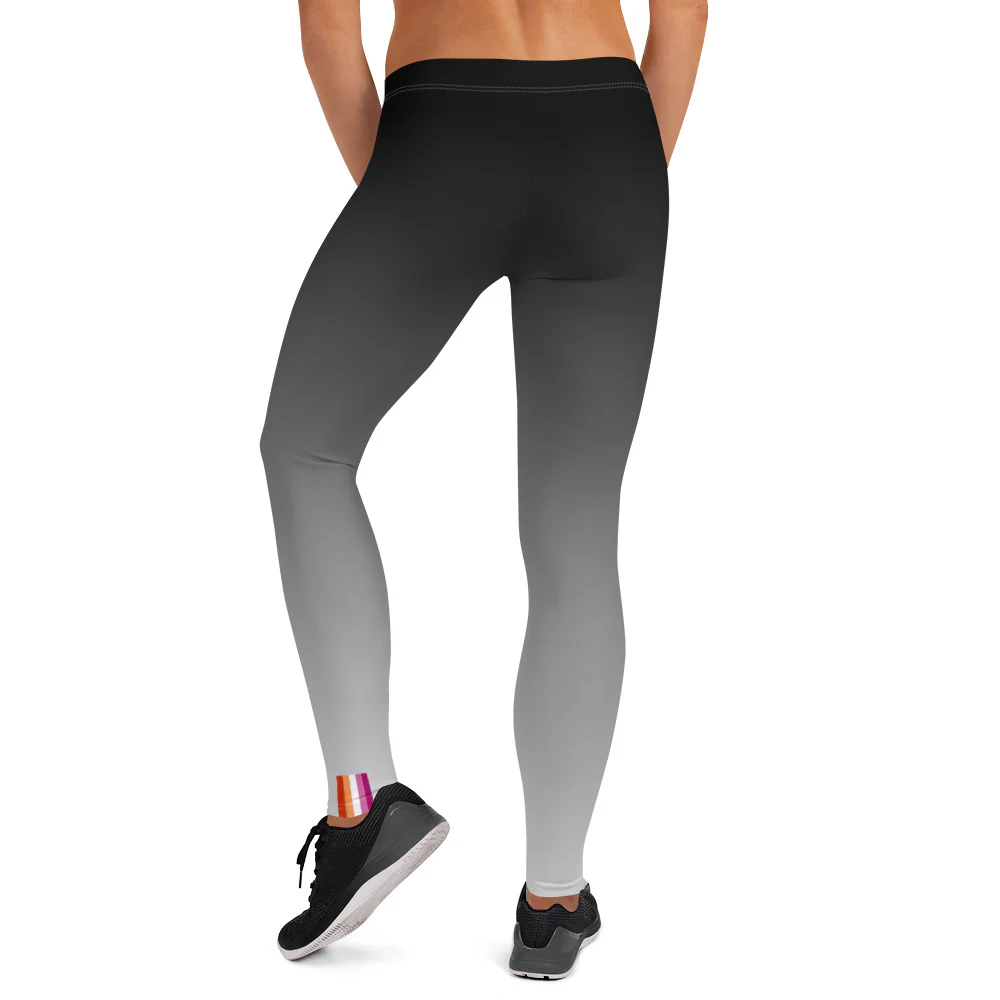 Lesbian Pride Flash Fade To Grey Leggings - Image 3