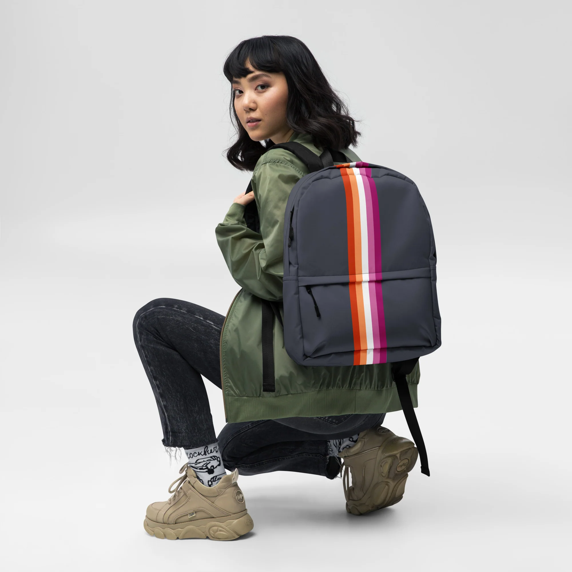 Lesbian Pride Stripe Backpack - Image 4
