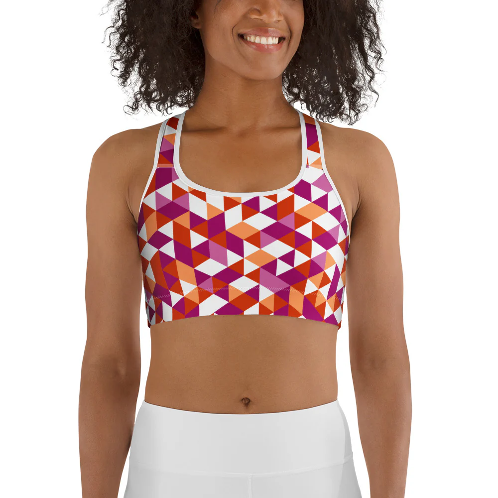 Lesbian Pride Triangles Sports Bra - Image 4