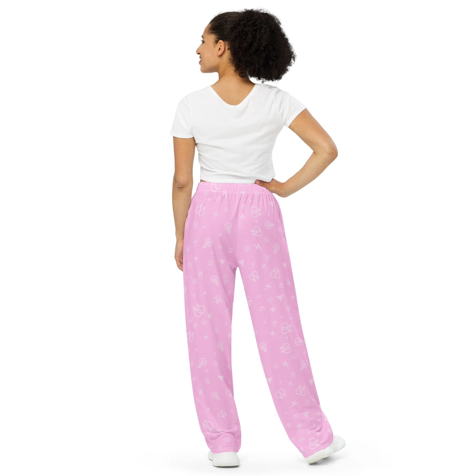 Lesbian Symbols on Pink Wide Leg Pants/Trousers - Image 5