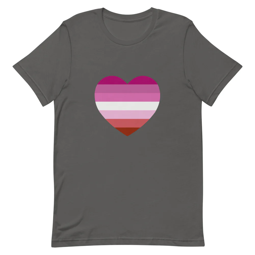 Pink Lesbian Flag Heart T-Shirt - Image 4