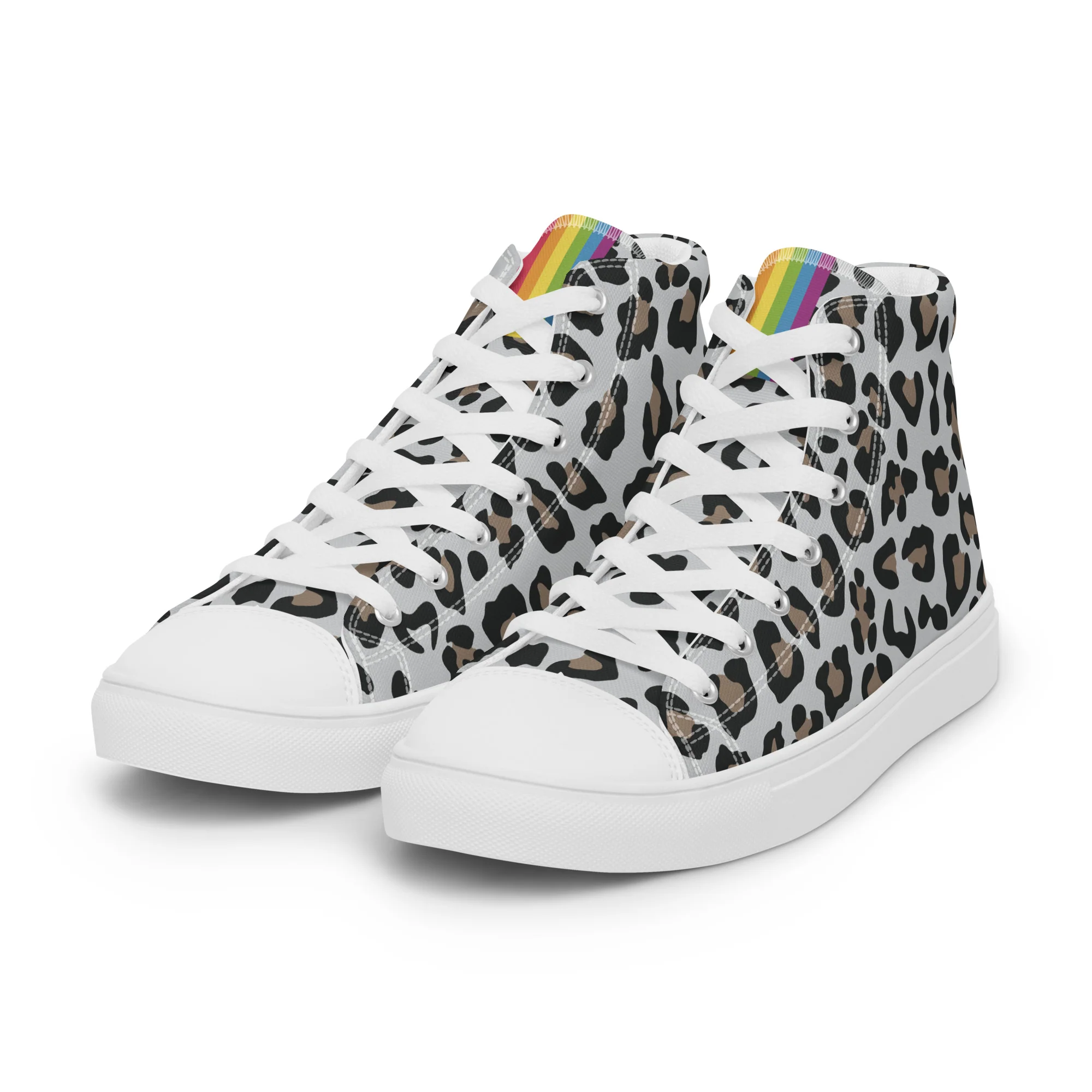 Light Leopard Print Rainbow Pride High Top Trainers (female sizes)