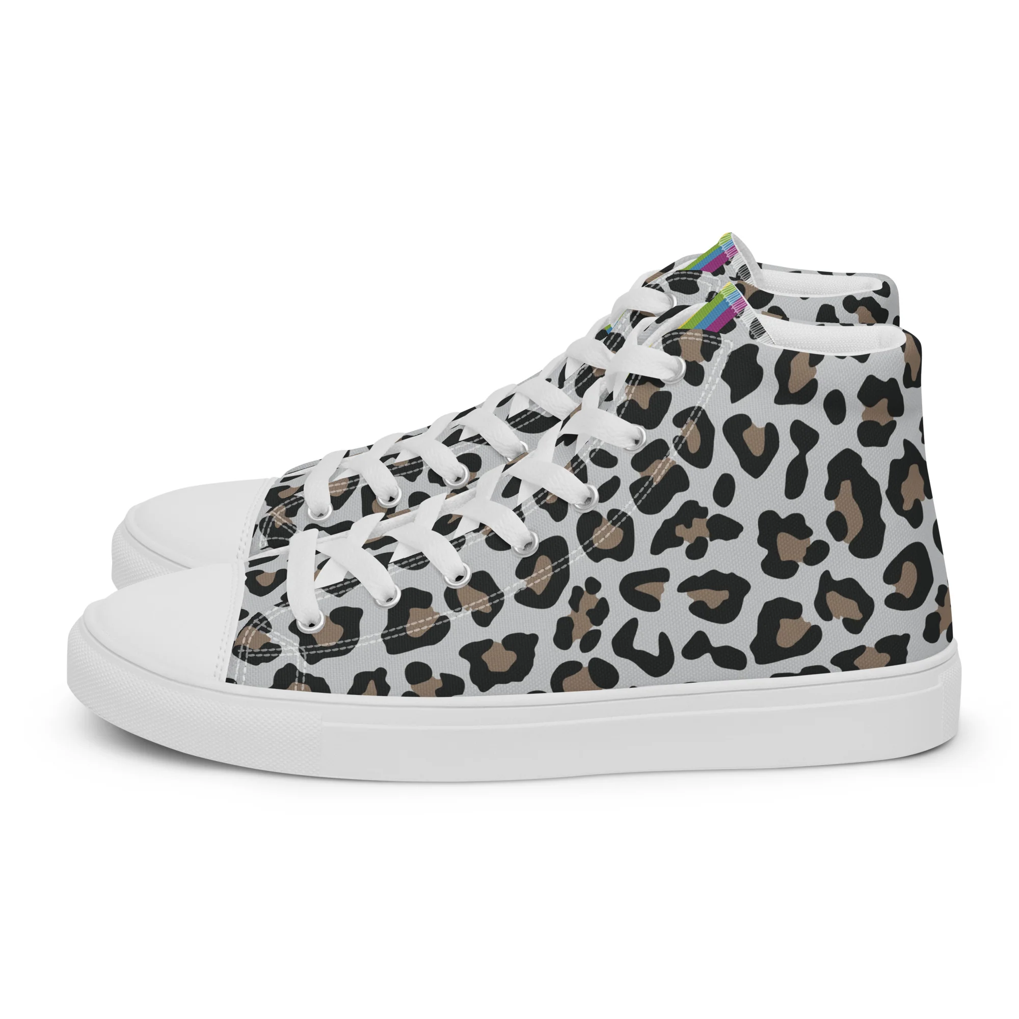 Light Leopard Print Rainbow Pride High Top Trainers (female sizes) - Image 5