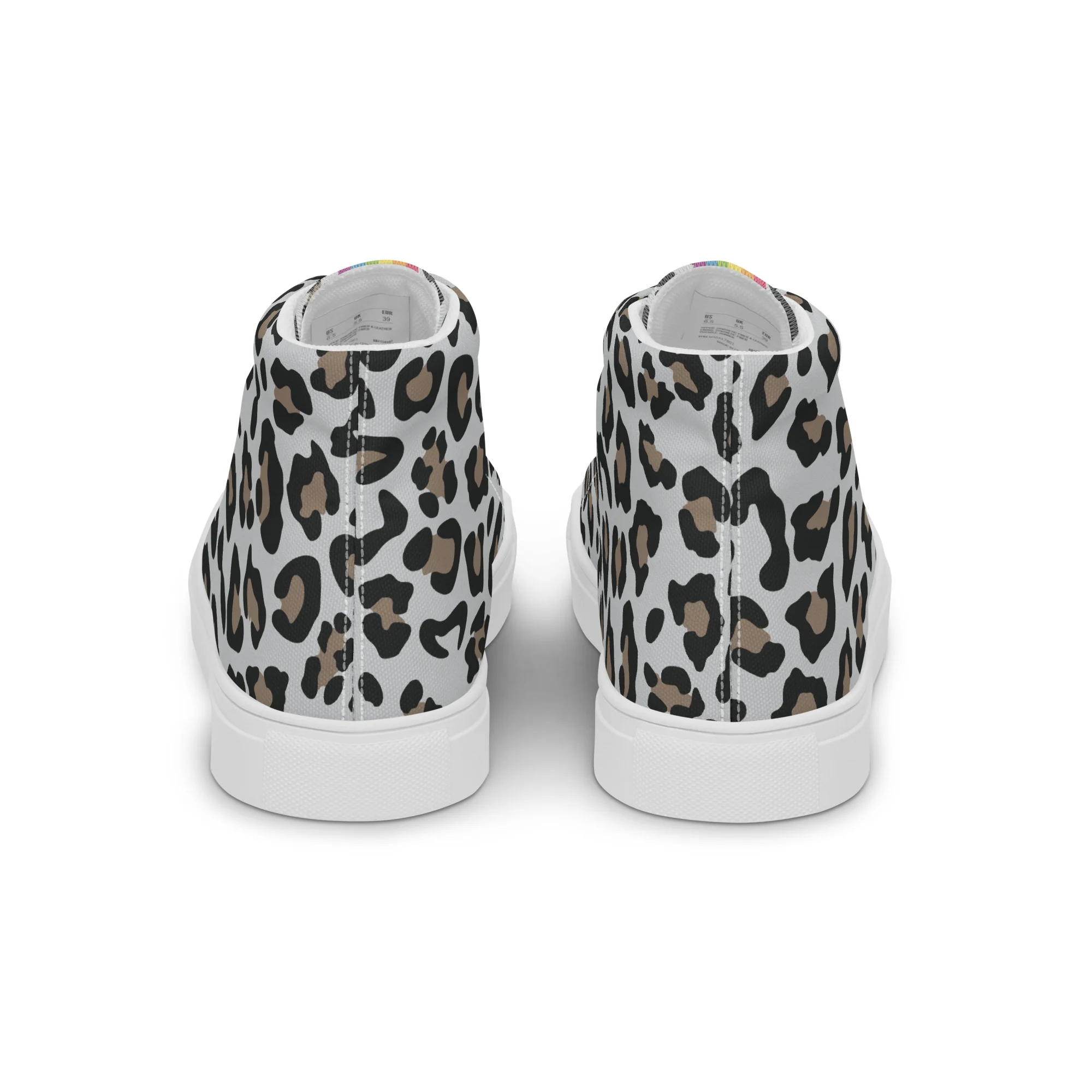 Light Leopard Print Rainbow Pride High Top Trainers (female sizes) - Image 6