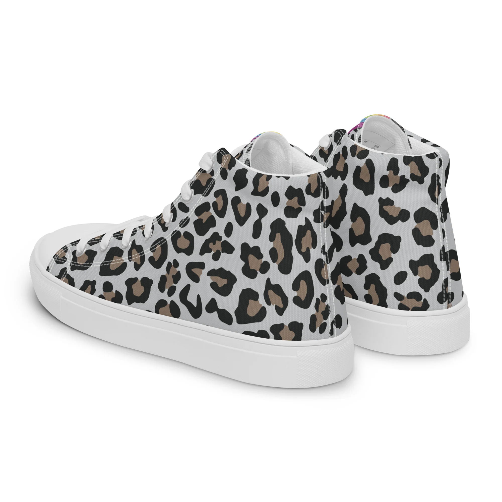 Light Leopard Print Rainbow Pride High Top Trainers (female sizes) - Image 7