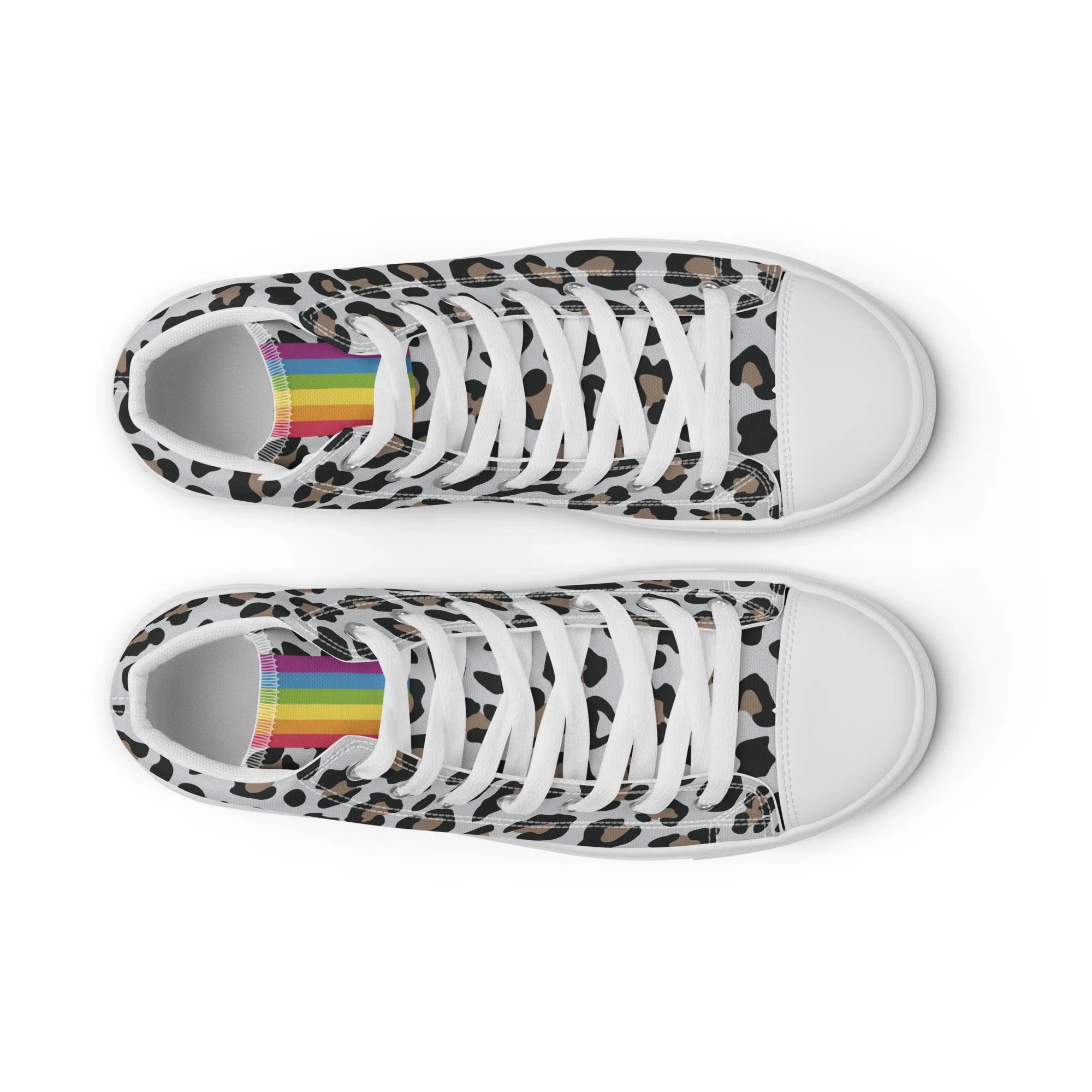 Light Leopard Print Rainbow Pride High Top Trainers (female sizes) - Image 9