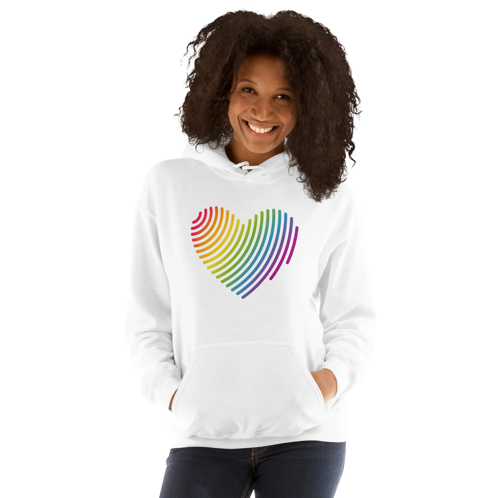 Line Art Rainbow Pride Heart Hoodie - Image 2