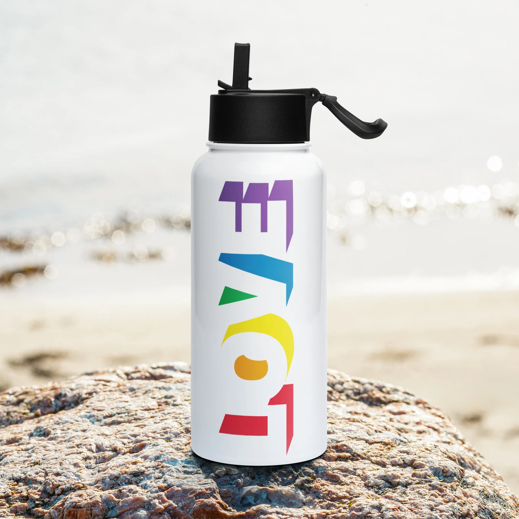 Love Rainbow Pride Stainless Steel Water Bottle - Image 4