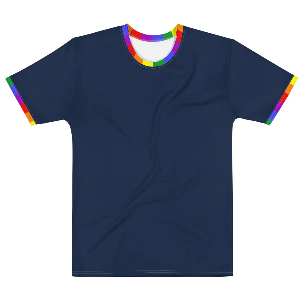 Classic Rainbow Flag Trim Blue T-shirt