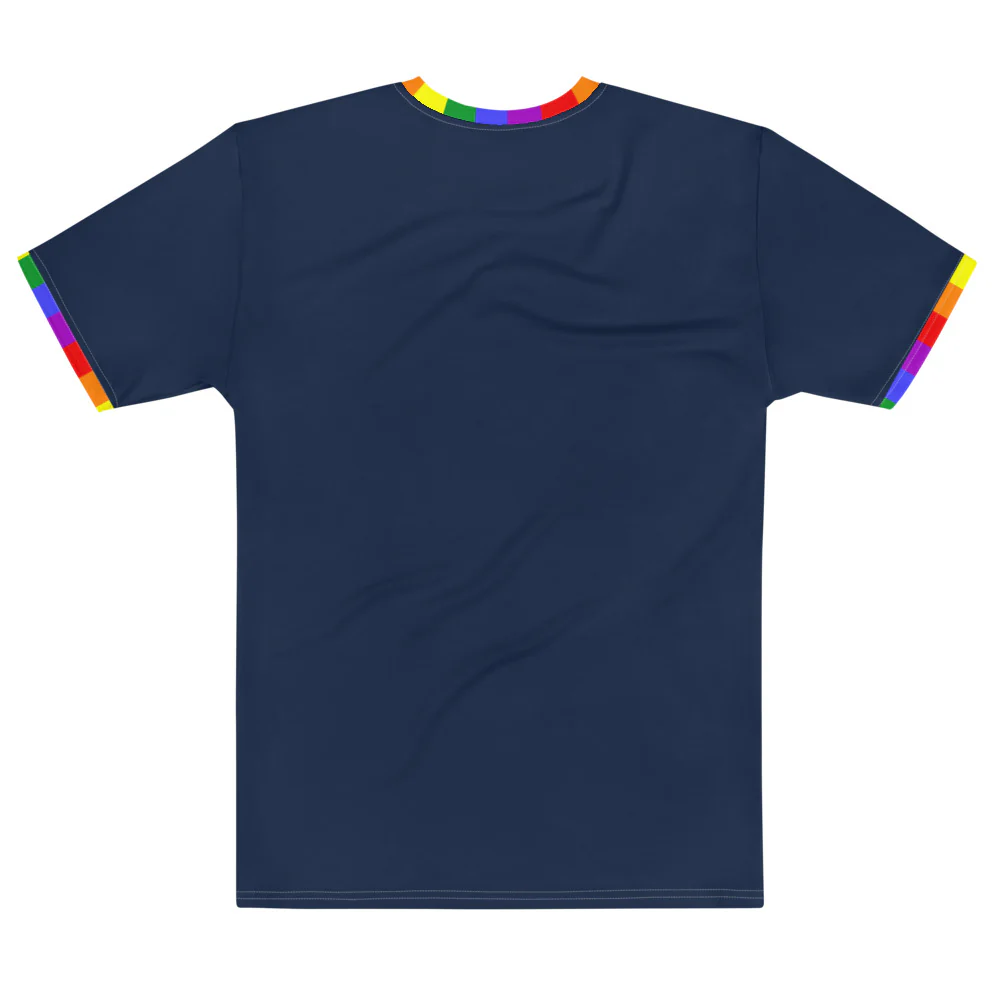 Classic Rainbow Flag Trim Blue T-shirt - Image 2