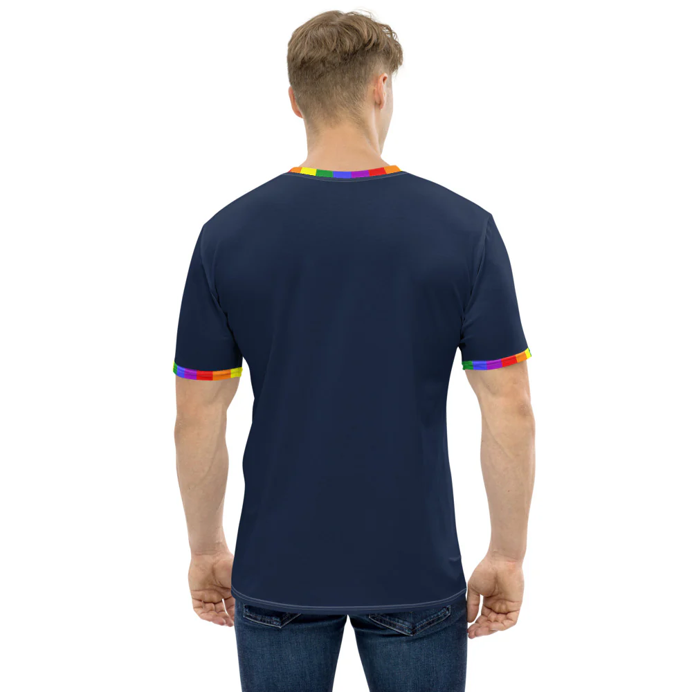Classic Rainbow Flag Trim Blue T-shirt - Image 5