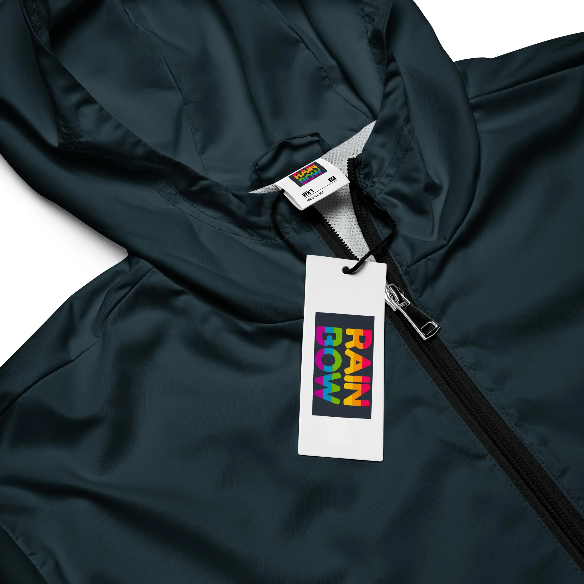 Midnight Blue Windbreaker With Non-Binary Pride Inside - Image 3