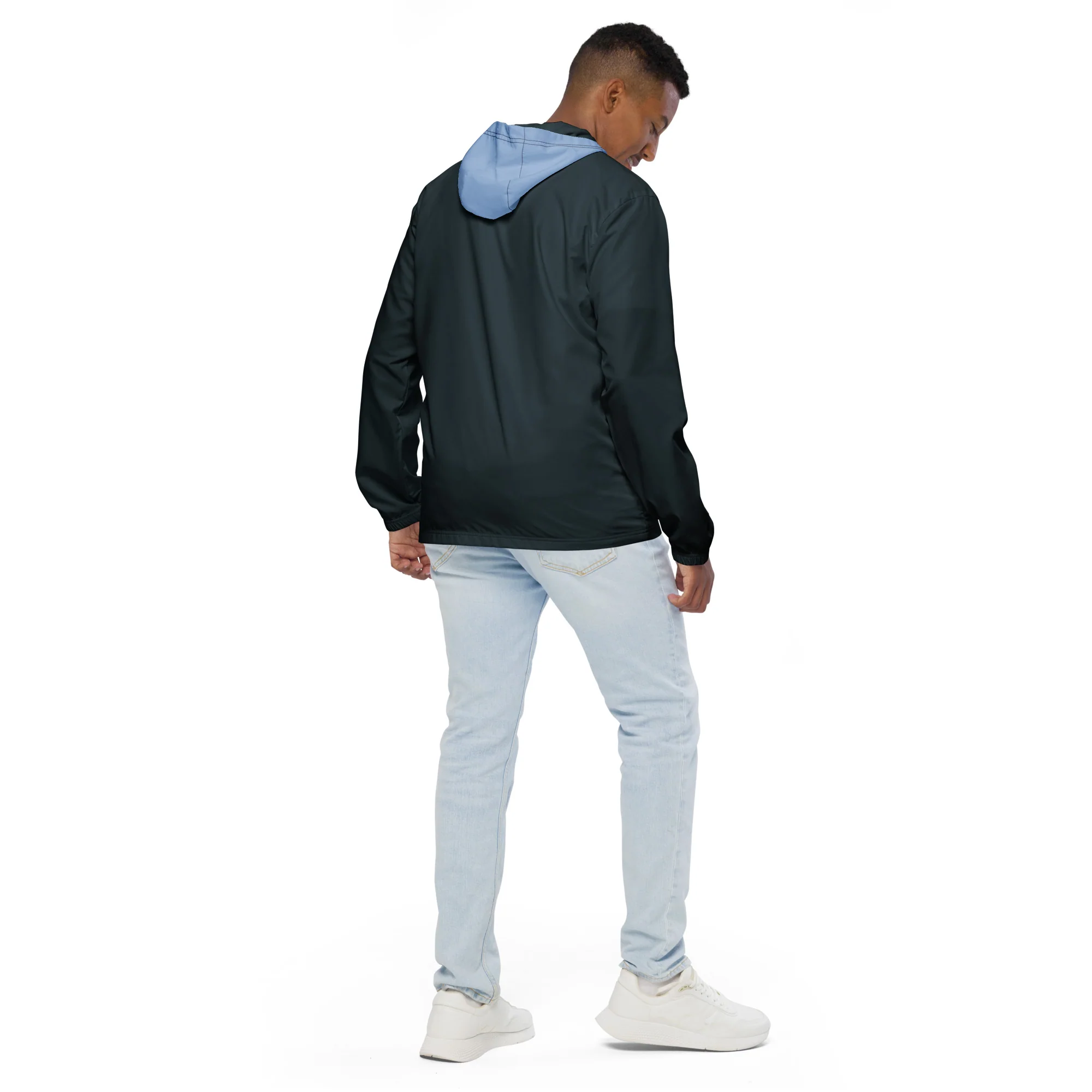 Mindnight Blue With Light Blue Hood Windbreaker - Image 10