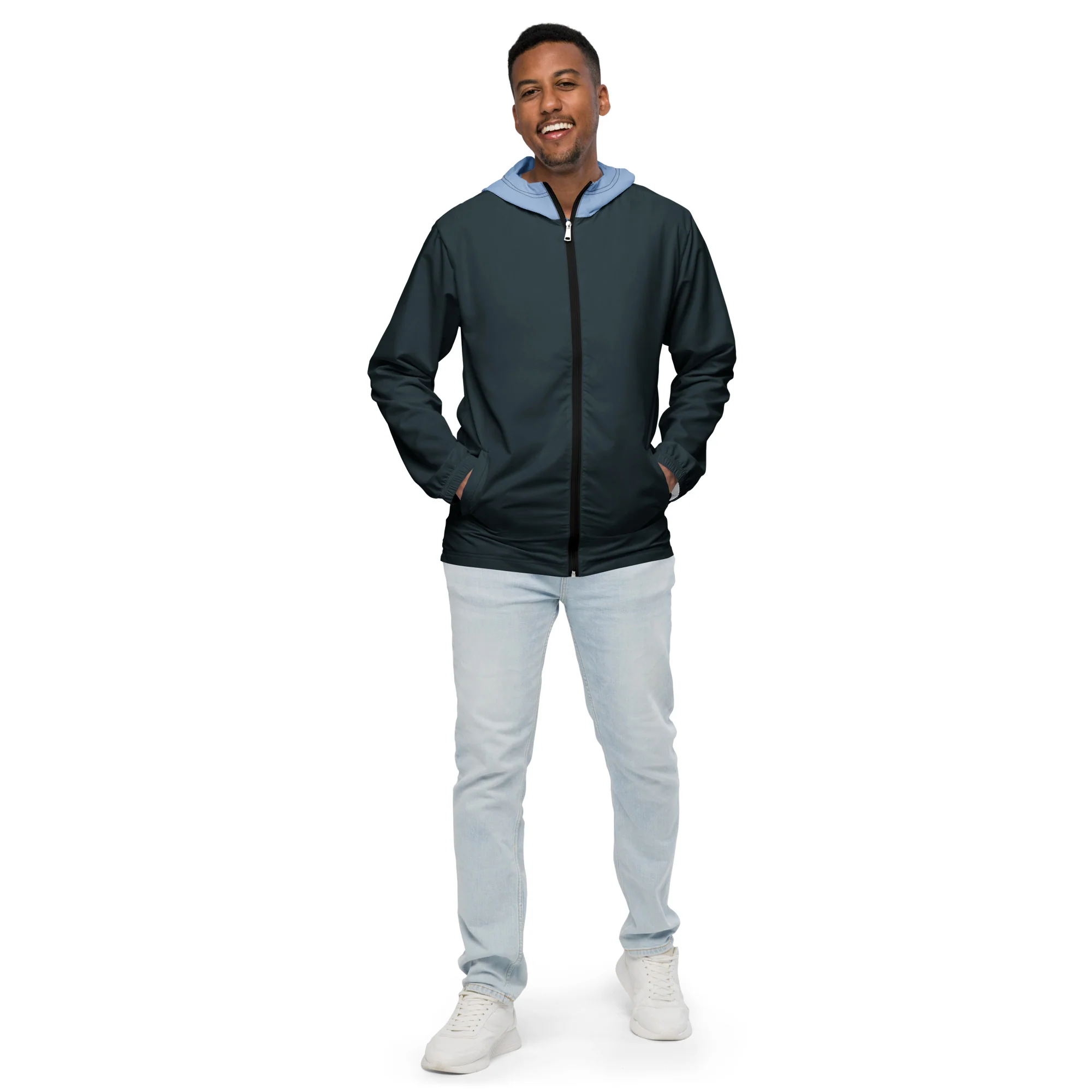 Mindnight Blue With Light Blue Hood Windbreaker - Image 3