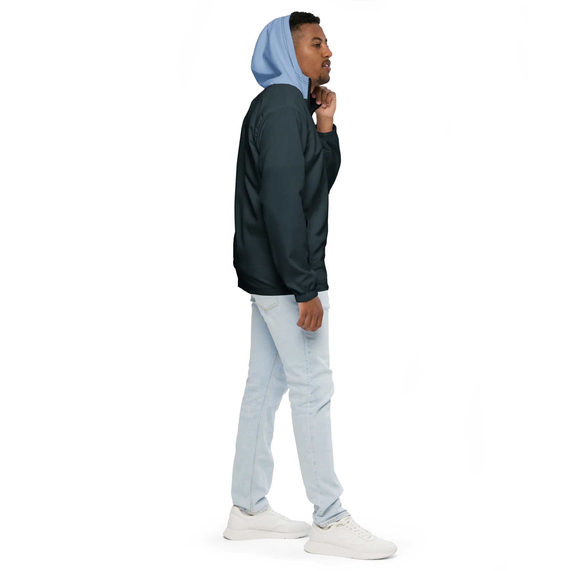 Mindnight Blue With Light Blue Hood Windbreaker - Image 7