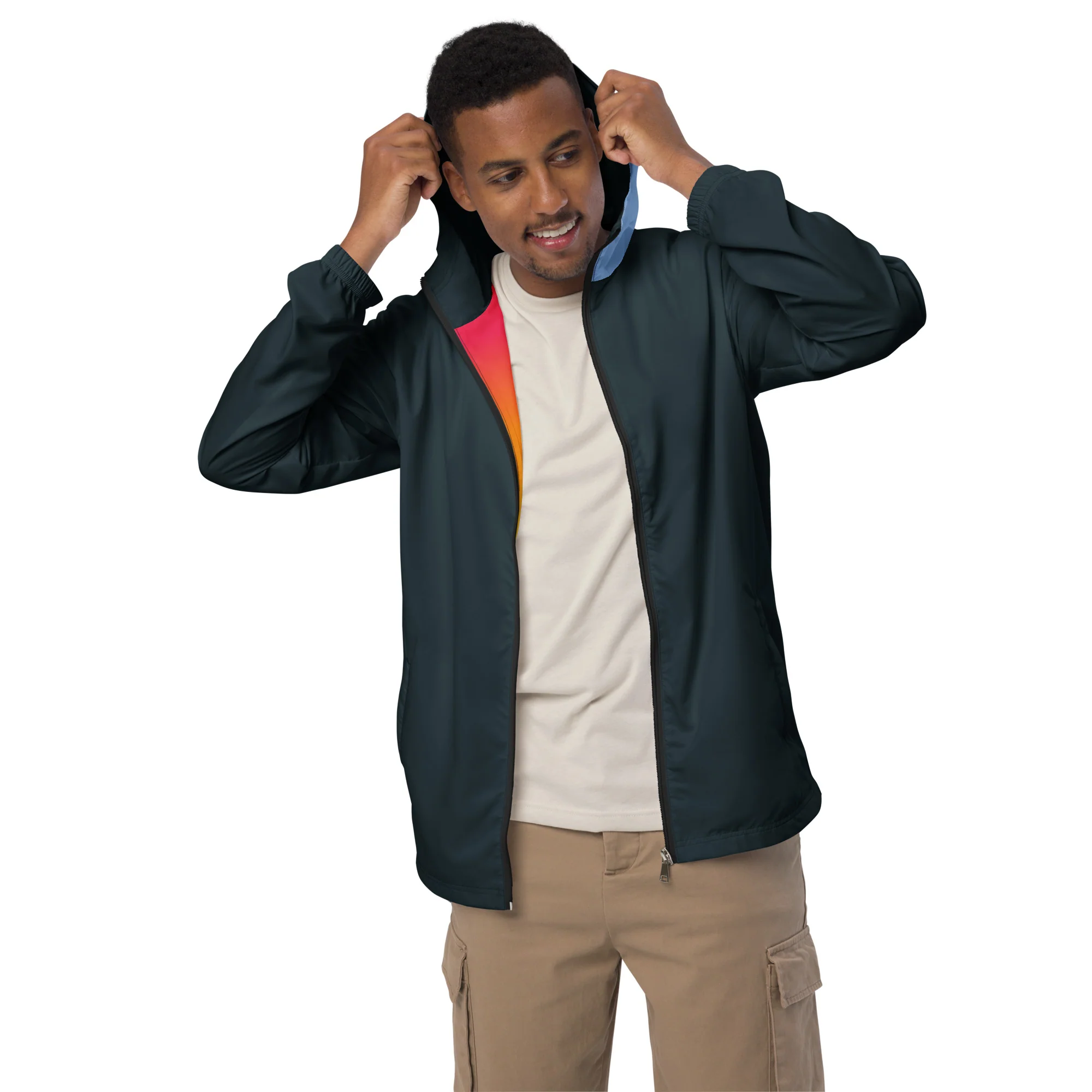 Mindnight Blue With Light Blue Hood Windbreaker - Image 8