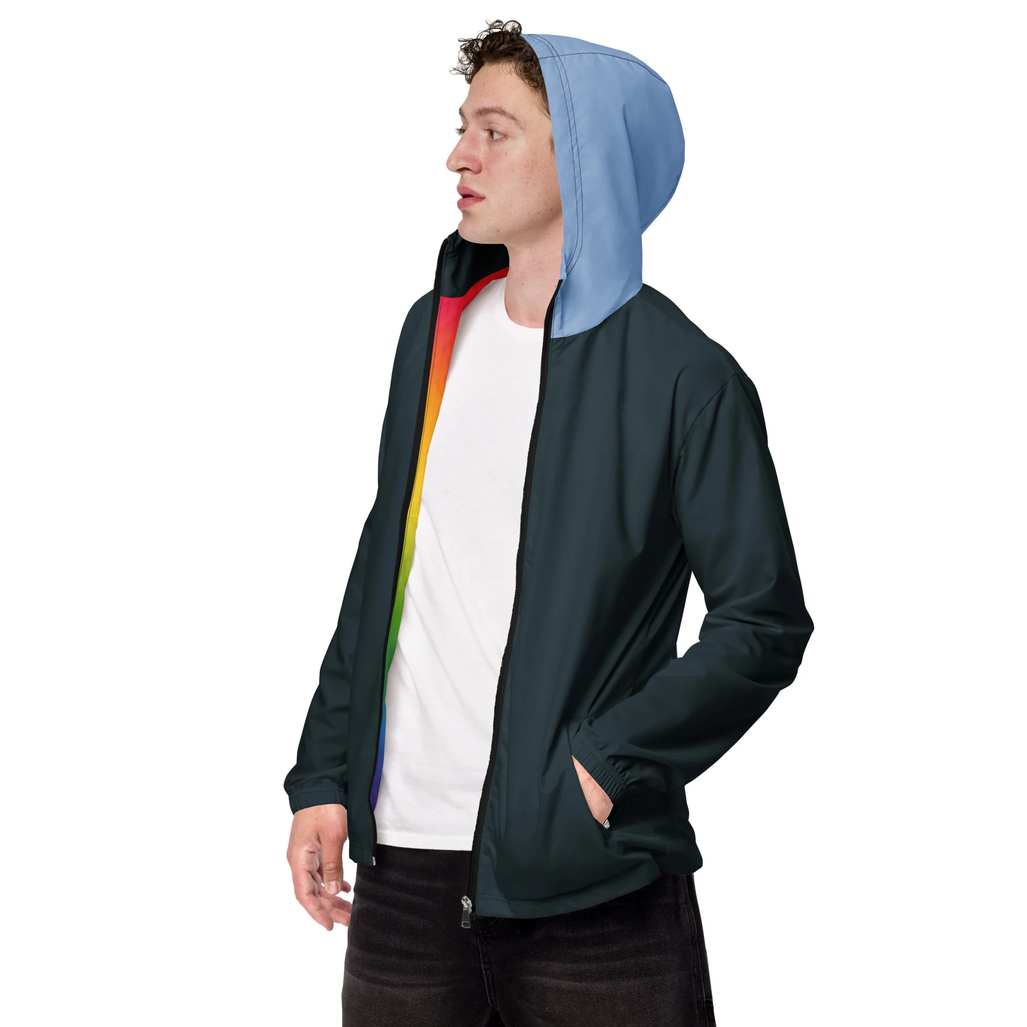 Mindnight Blue With Light Blue Hood Windbreaker - Image 9