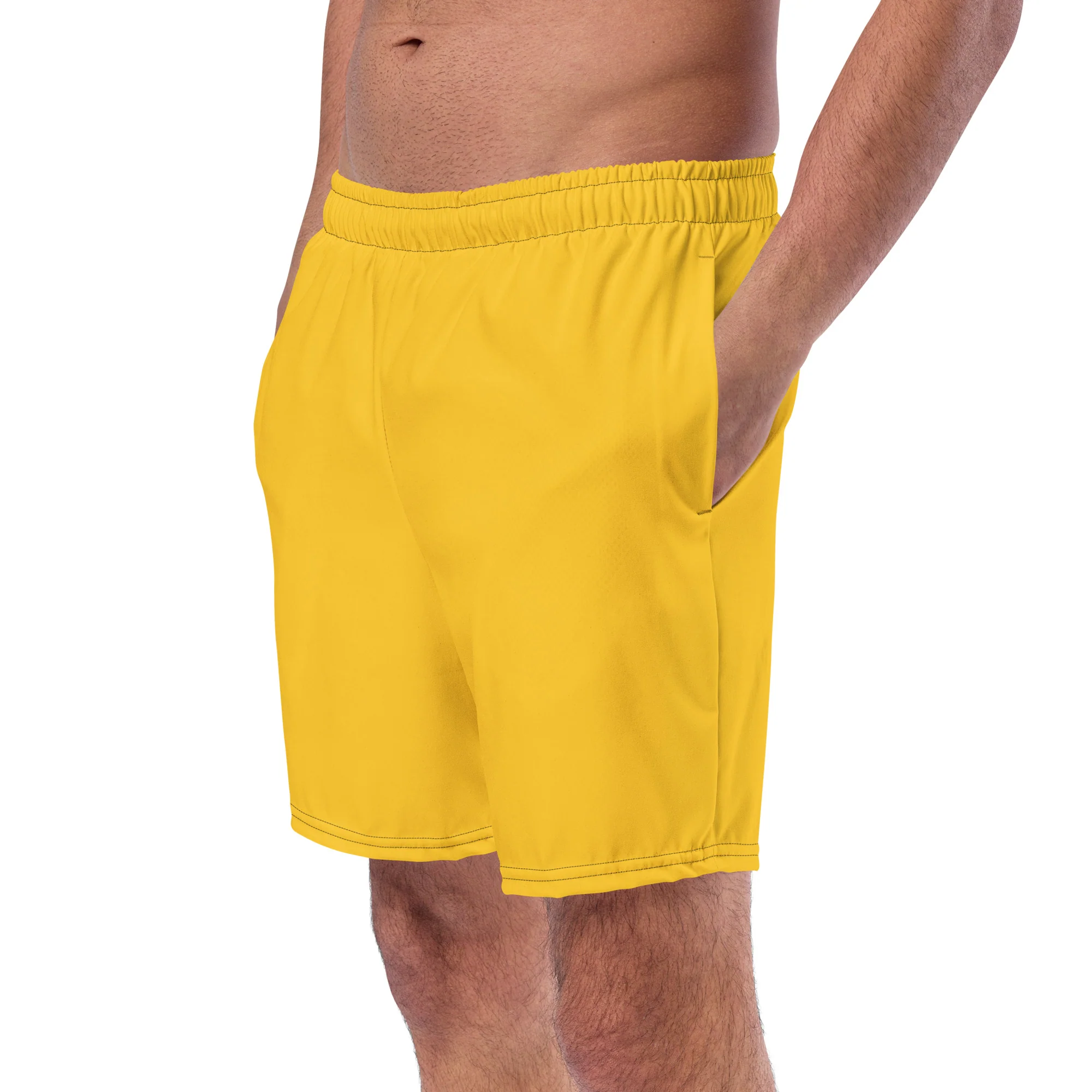 Mustard Yellow Swimming Trunks With Rainbow Pocket - Image 2