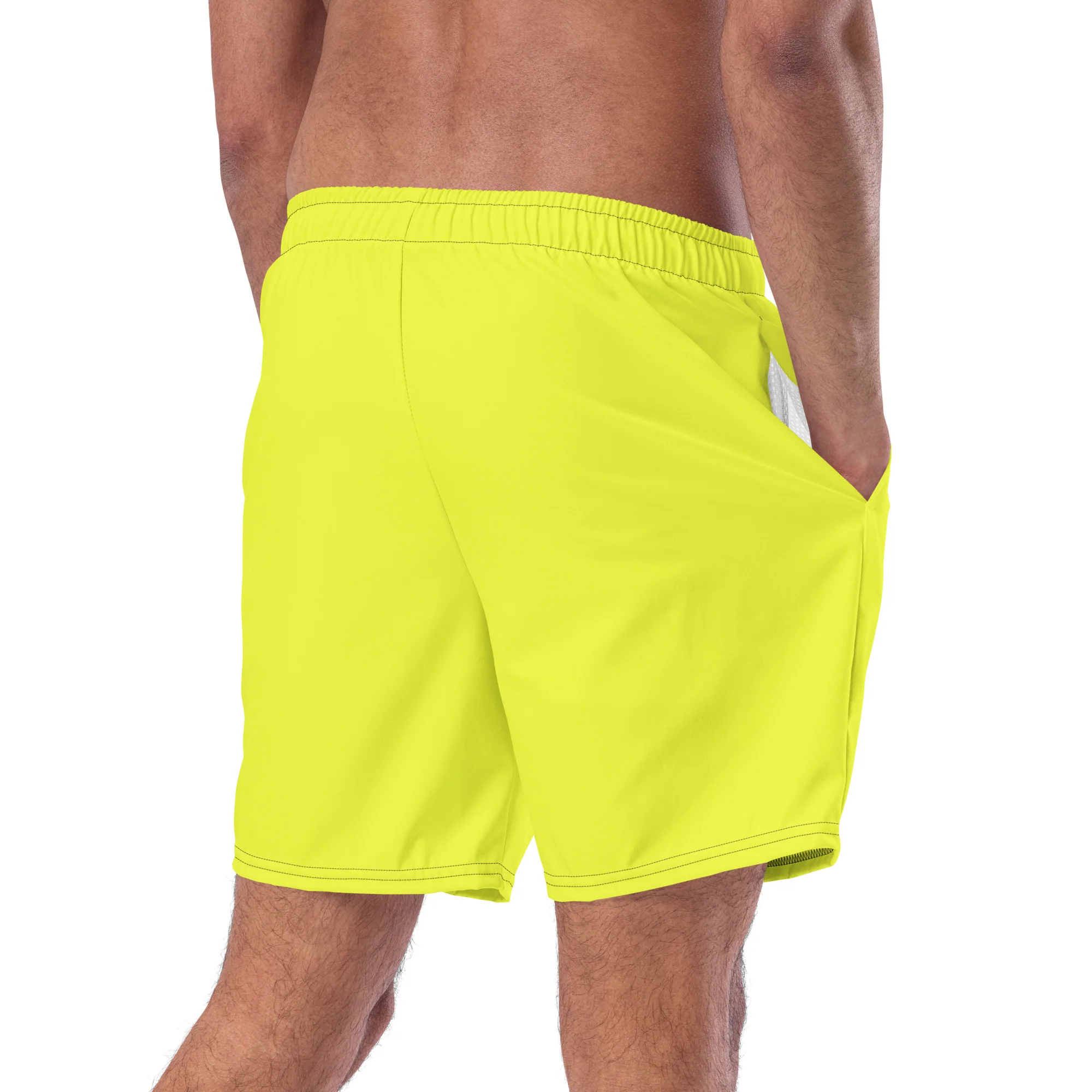Neon Yellow Swimming Trunks with Rainbow Pocket - Image 10