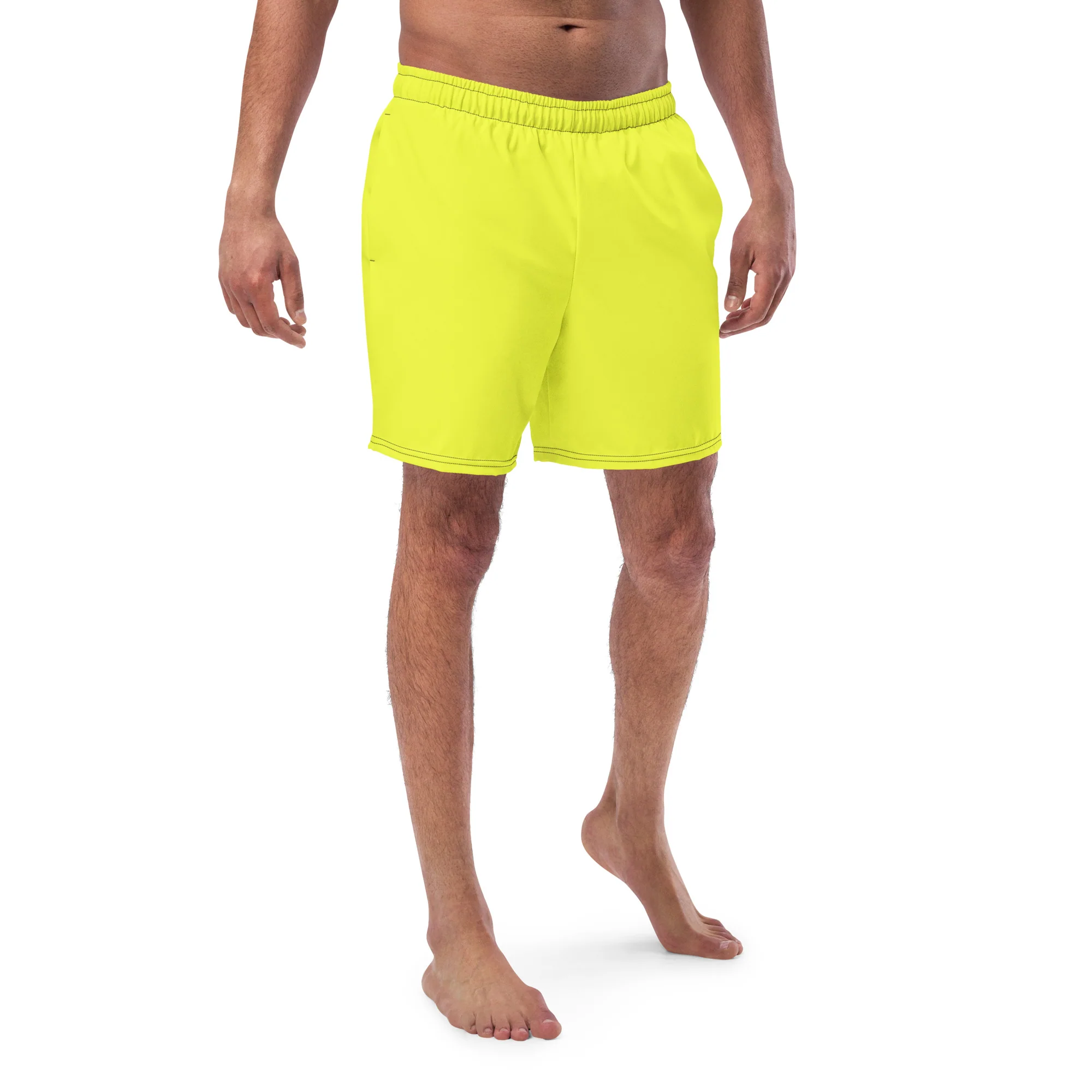 Neon Yellow Swimming Trunks with Rainbow Pocket - Image 2