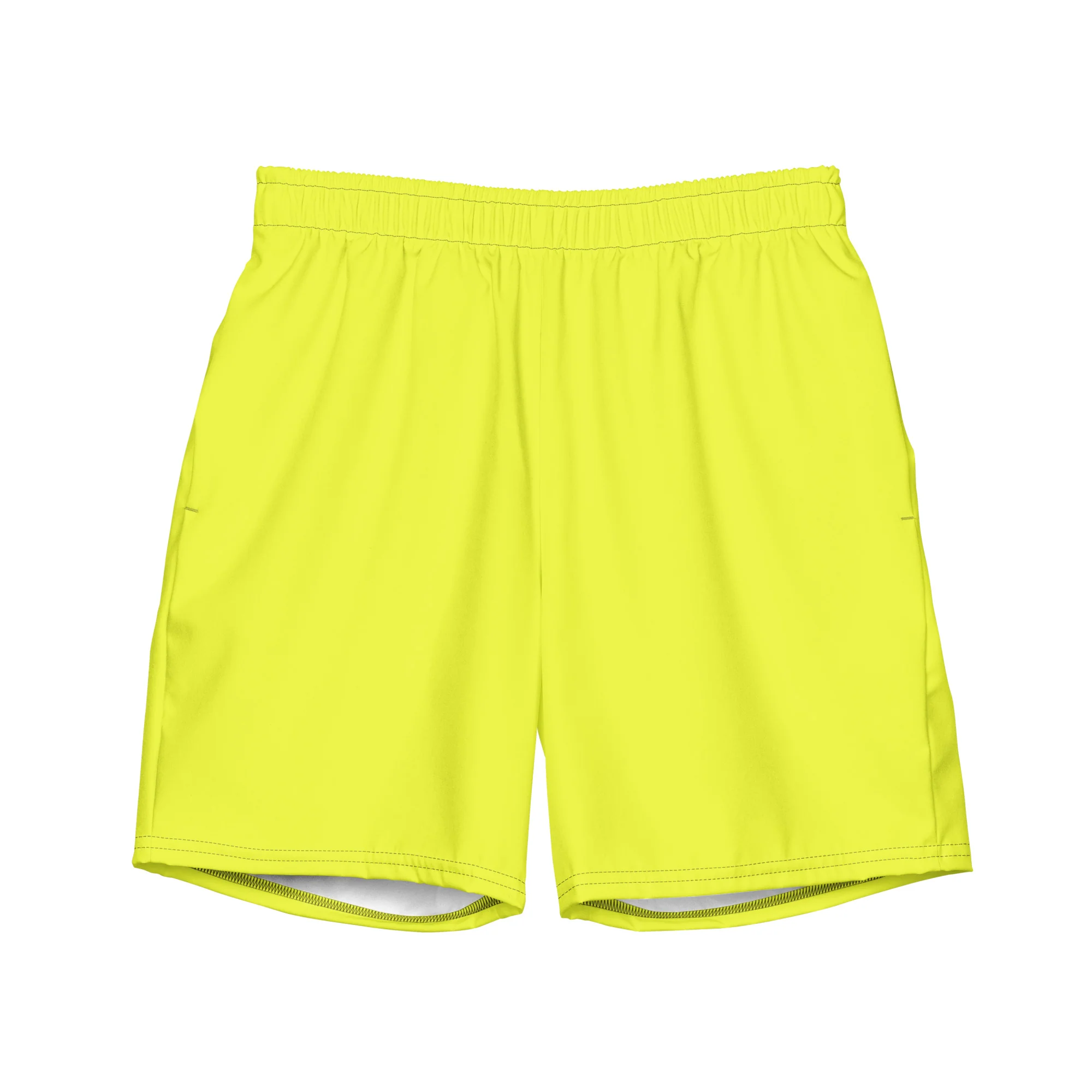 Neon Yellow Swimming Trunks with Rainbow Pocket - Image 3