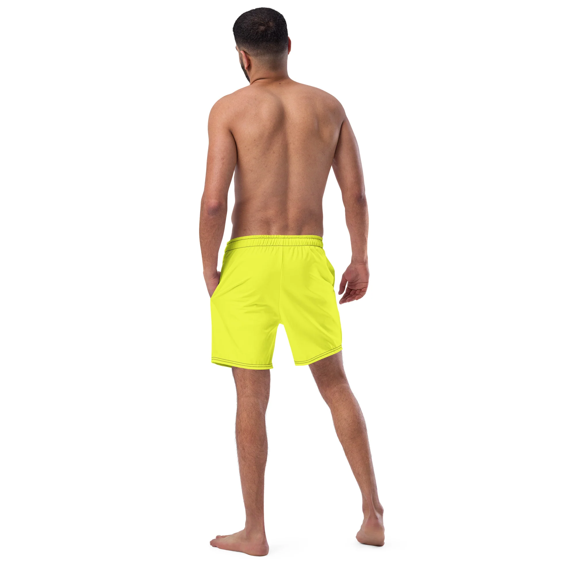 Neon Yellow Swimming Trunks with Rainbow Pocket - Image 5