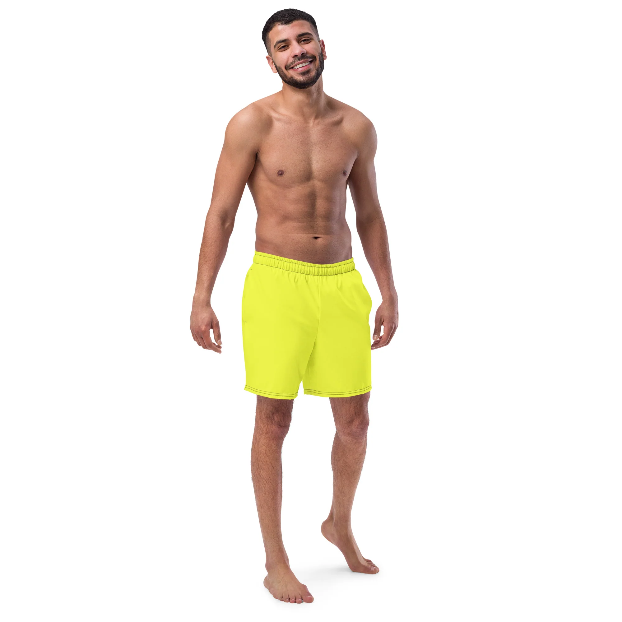 Neon Yellow Swimming Trunks with Rainbow Pocket - Image 6