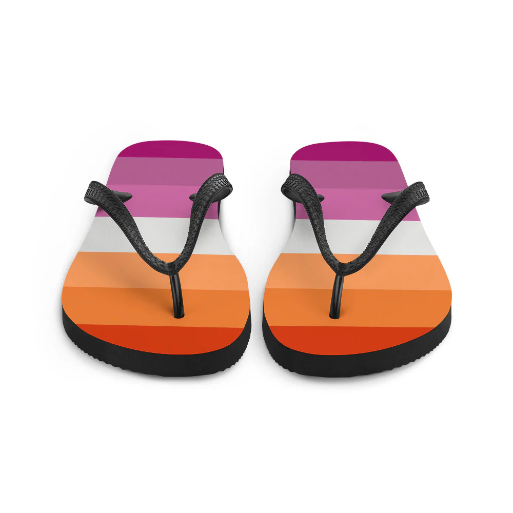Lesbian 7 Stripe Pride Flag Flip-Flops - Image 4