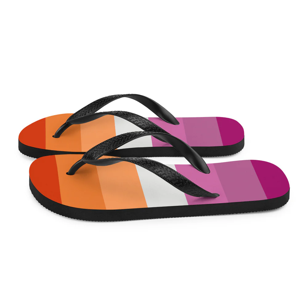 Lesbian 7 Stripe Pride Flag Flip-Flops - Image 5