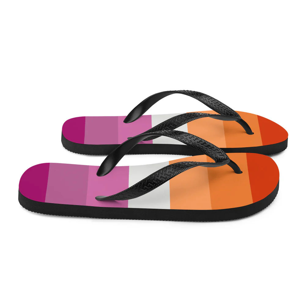 Lesbian 7 Stripe Pride Flag Flip-Flops - Image 6