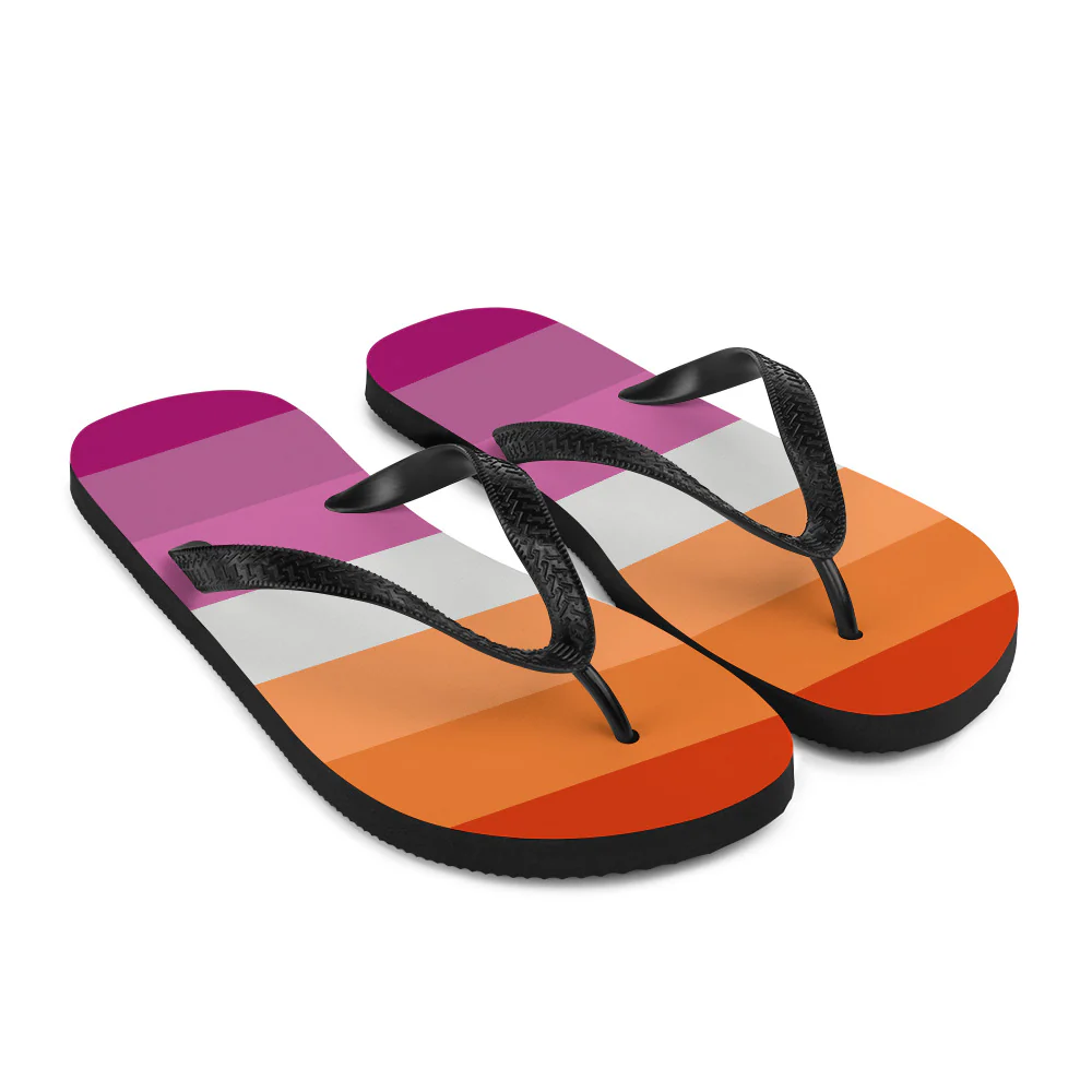 Lesbian 7 Stripe Pride Flag Flip-Flops - Image 7