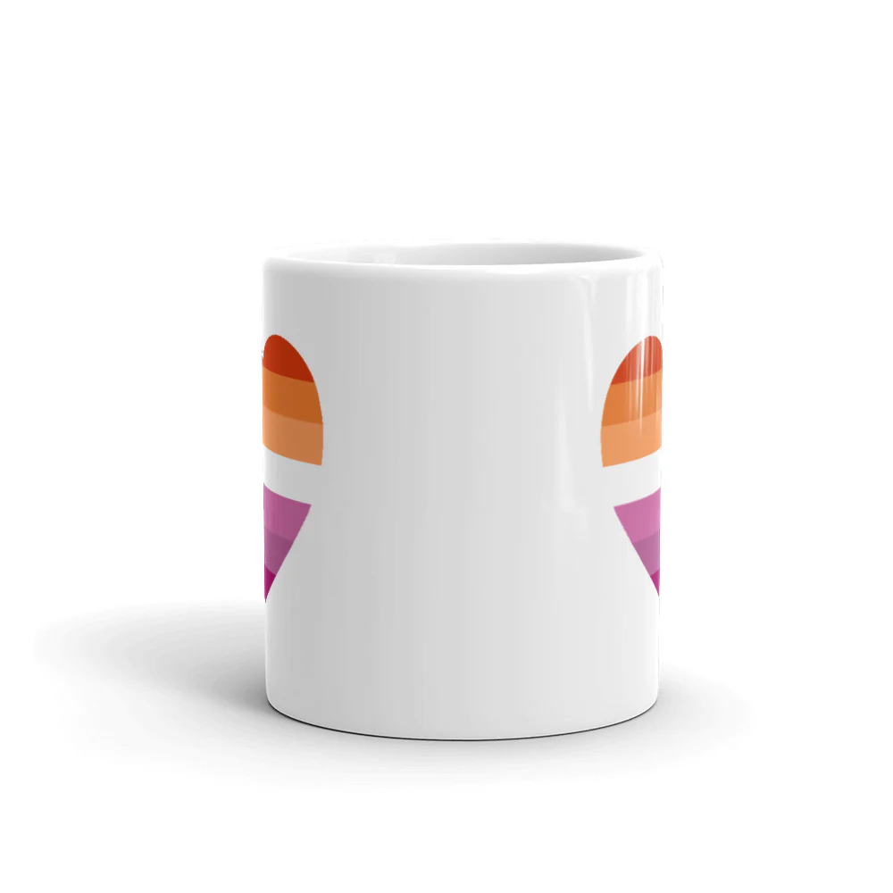 Lesbian 7 Stripe Flag Heart Mug - Image 3