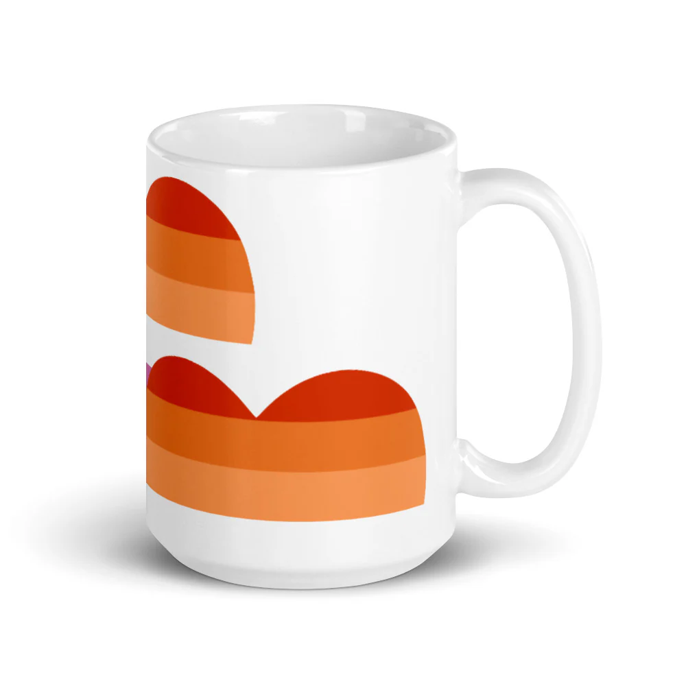 Lesbian 7 Stripe Flag Heart Mug - Image 4