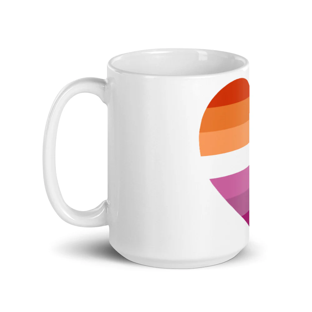 Lesbian 7 Stripe Flag Heart Mug - Image 5