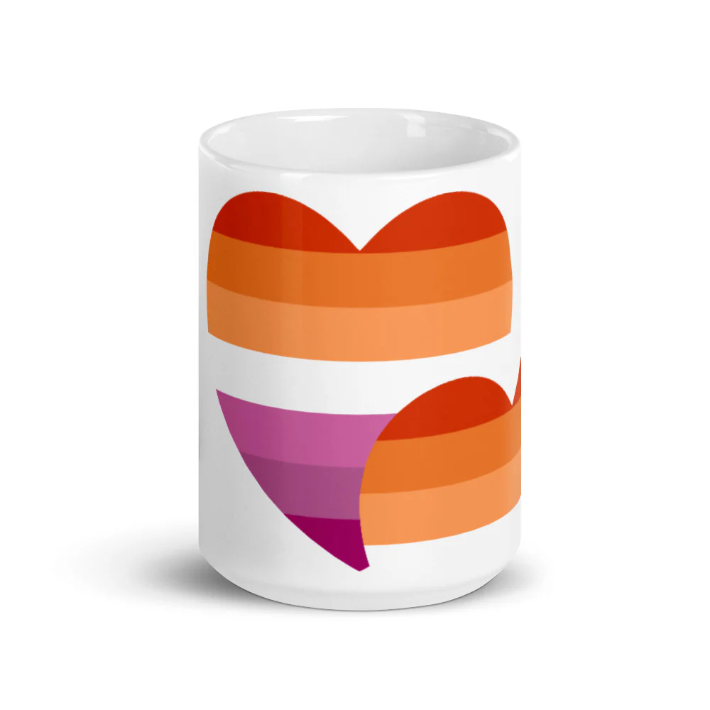Lesbian 7 Stripe Flag Heart Mug - Image 6