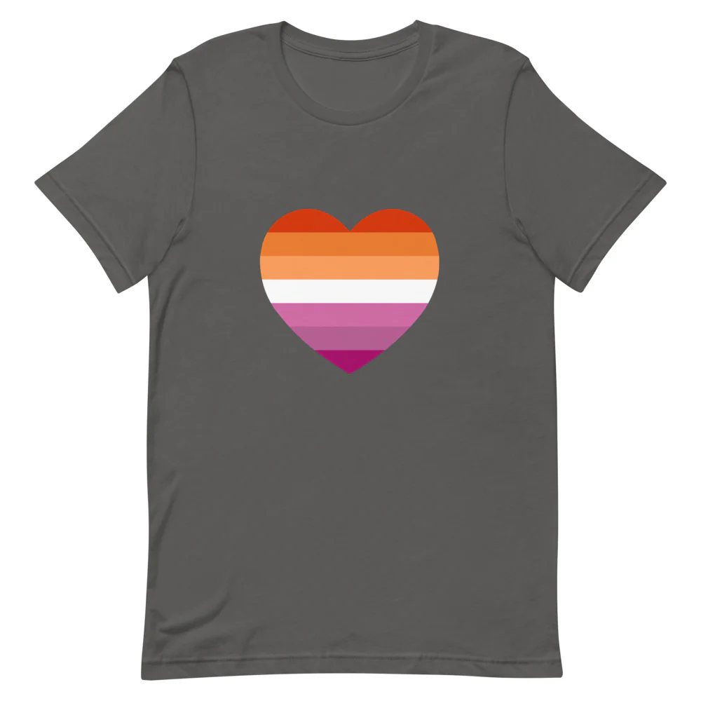 Lesbian 7 Stripe Flag Heart T-Shirt - Image 4