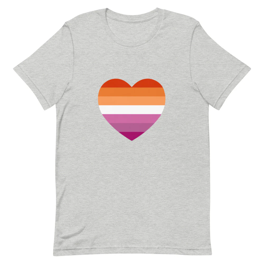 Lesbian 7 Stripe Flag Heart T-Shirt - Image 5