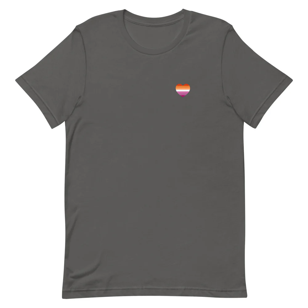 Lesbian 7 Stripe Flag Small Heart T-Shirt - Image 7