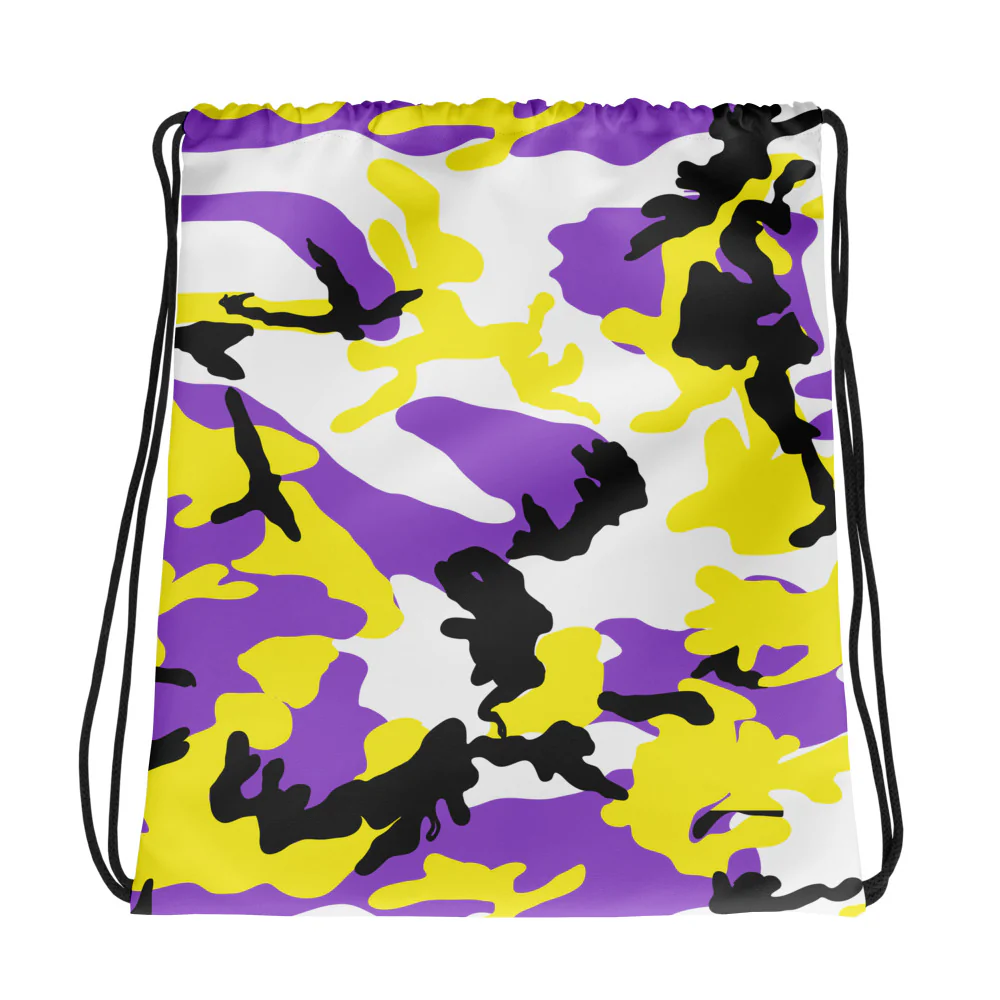 Non-Binary Camo Drawstring Bag