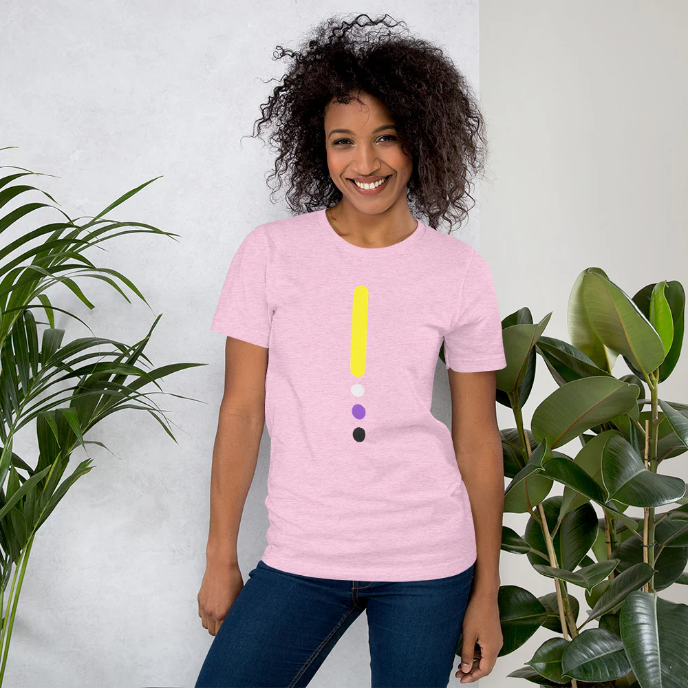 Non-binary Flag Dot Column T-Shirt - Image 3