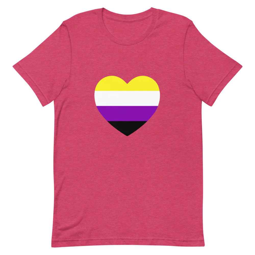 Non-Binary Heart Flag T-Shirt - Image 3