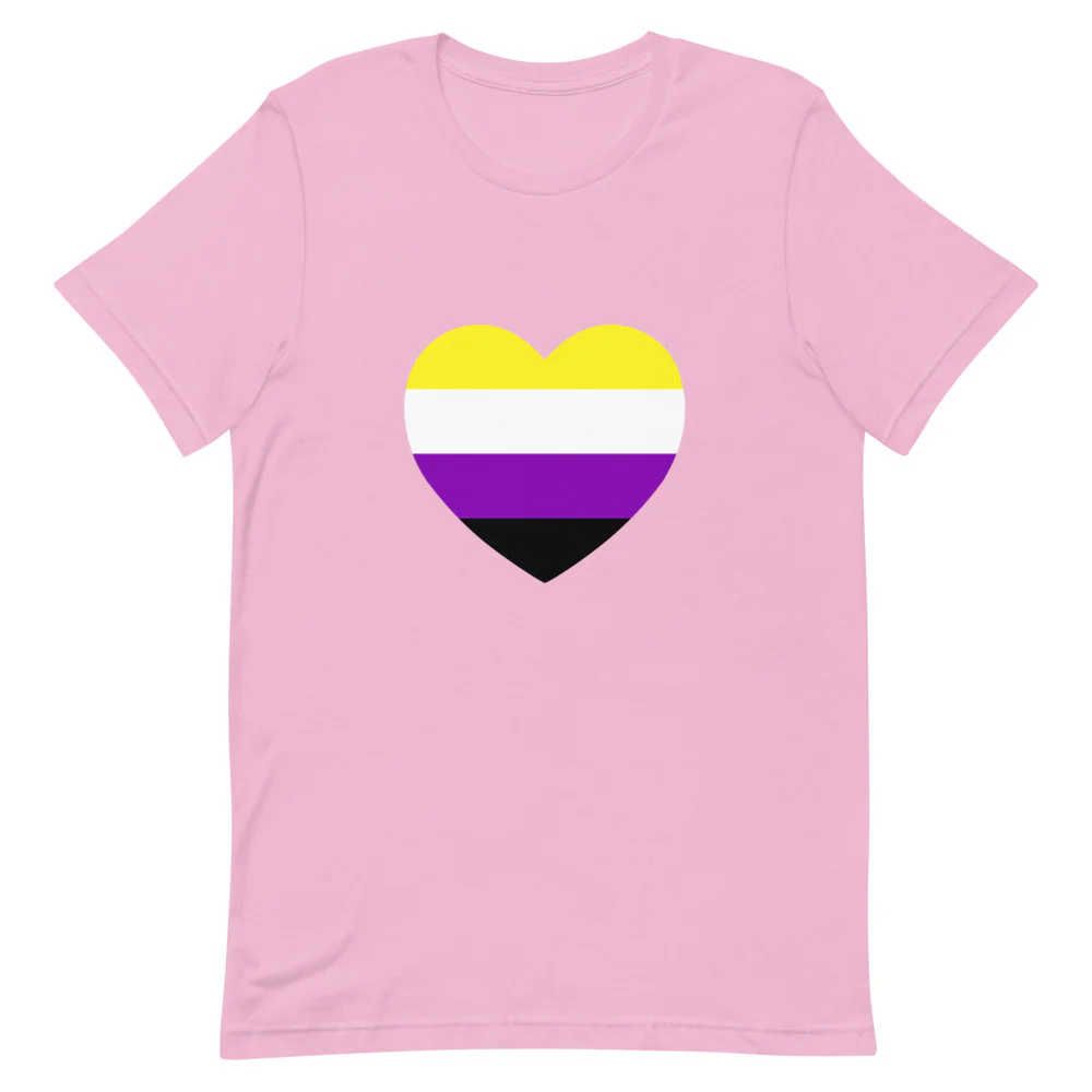 Non-Binary Heart Flag T-Shirt - Image 4