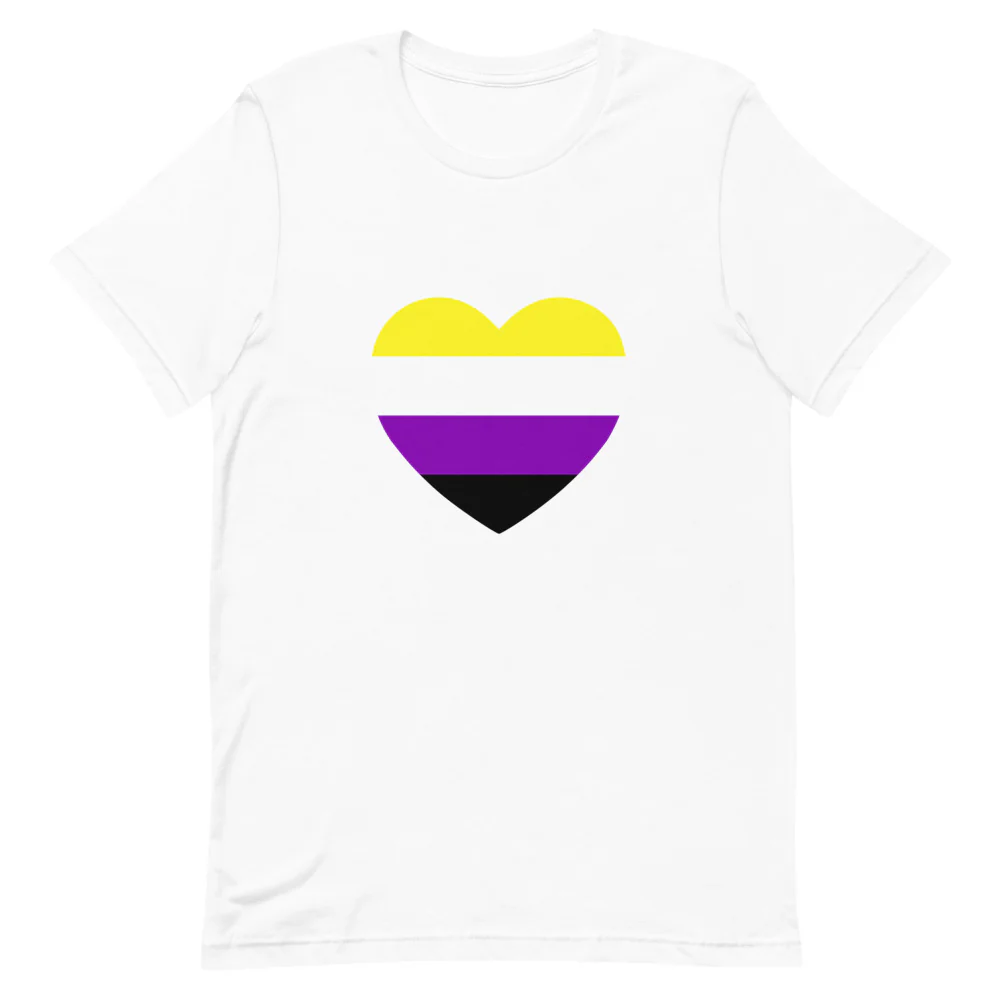 Non-Binary Heart Flag T-Shirt - Image 5