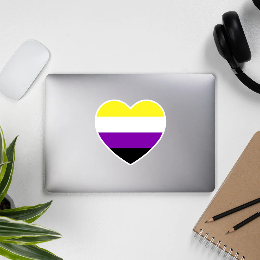 Non Binary Flag Heart Sticker - Image 4