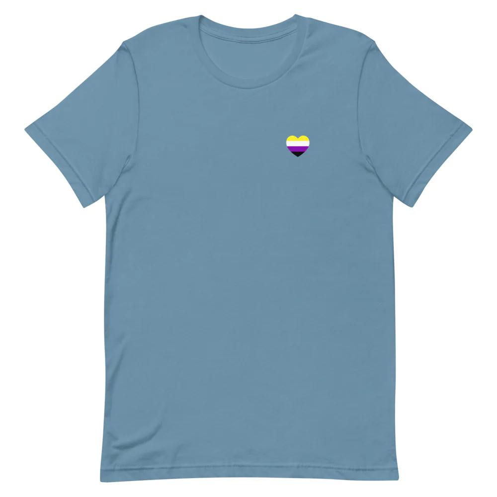 Non-Binary Small Heart Flag T-Shirt - Image 8